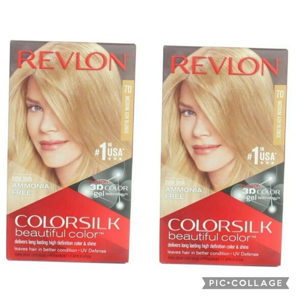 Revlon ColorSilk Hair Color 70 Medium Ash Blonde 1 Each (Pack of 2 - Picture 1 of 4